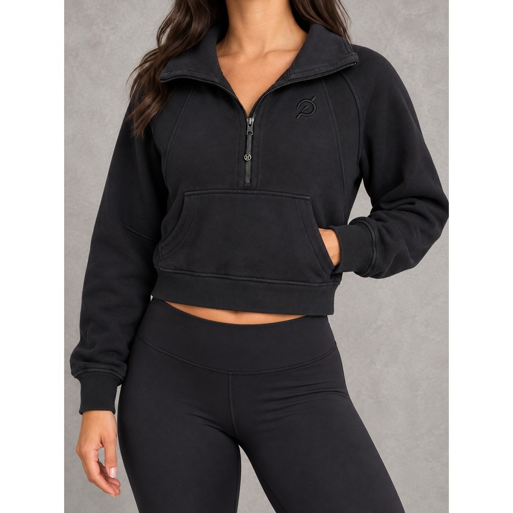 Lululemon Scuba Oversized Funnel Neck Pullover Womens Small Black Half Zip